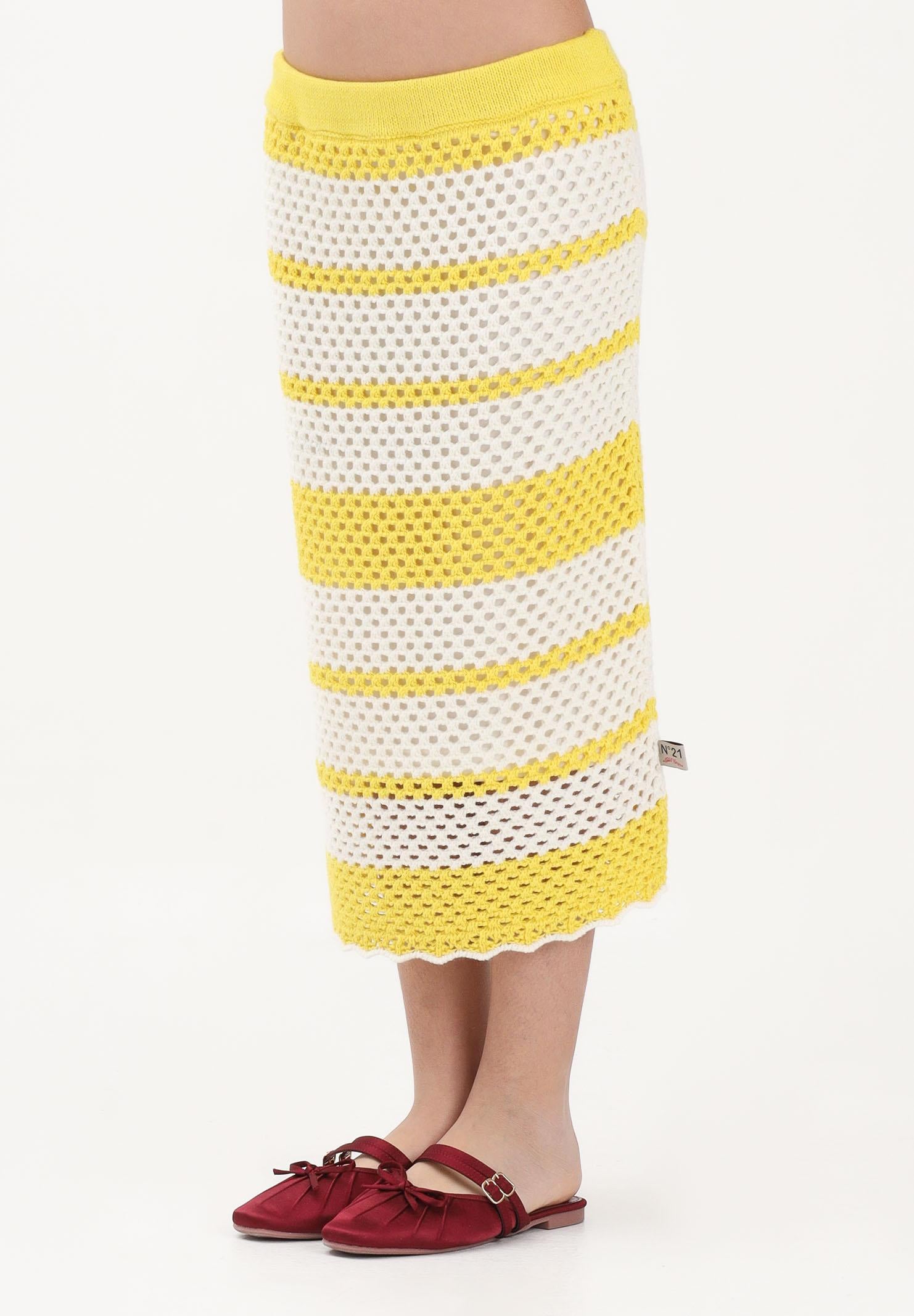 N21 Gonna midi bianca e gialla per donna, ragazze e bambine con motivo a righe N2109XN0488 0N215 N21 