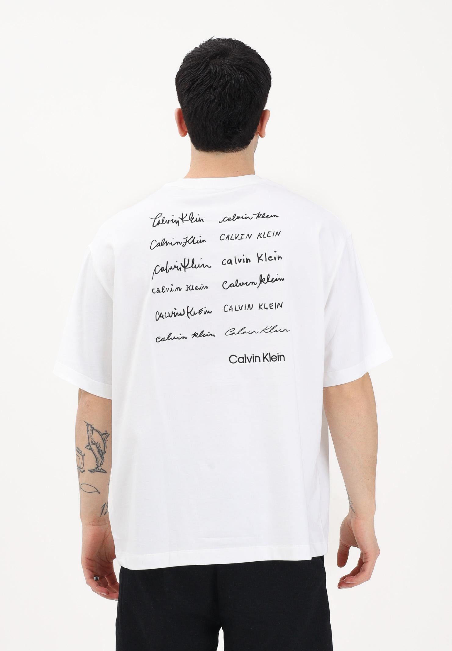 CALVIN KLEIN JEANS T-shirt a manica corta bianca da uomo con logo frontale e stampa sul retro LV04RE828G YAF CALVIN KLEIN JEANS 