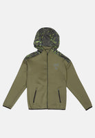 EA7 Felpa con zip verde oliva da bambino impreziosita da inserti con logo all-over 7B000146AF17999 U8100 EA7 