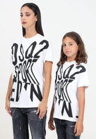 T-shirt a manica corta bianca per donna e bambina con stampa logo Sport Edtn.09 DQ2525D00MV DQ100 DSQUARED2 