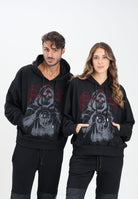 GCDS Felpa con cappuccio nera per uomo e donna caratterizzata da stampa B2CM1907JE7 99 GCDS 