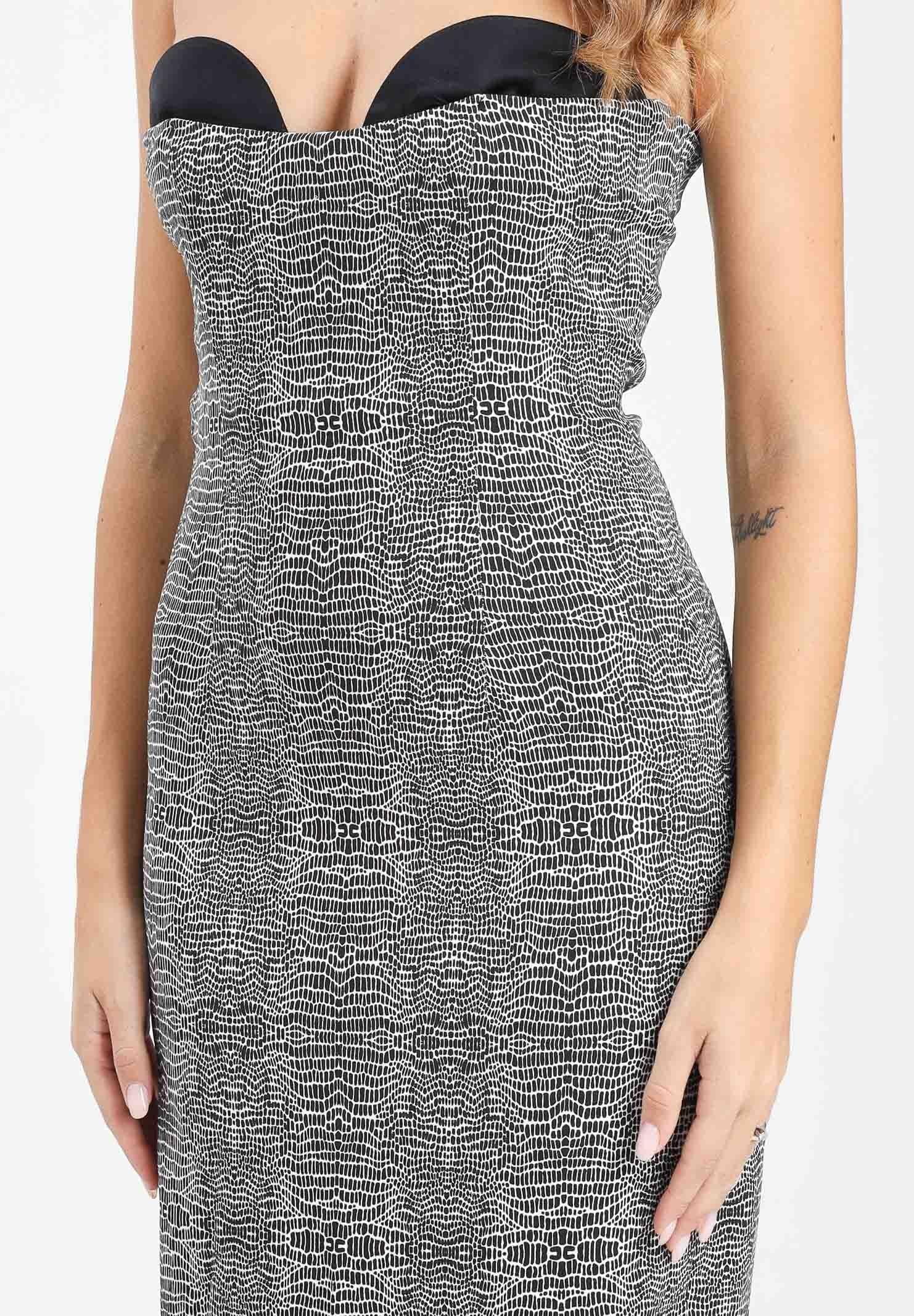 ELISABETTA FRANCHI Abito lungo panna e nero da donna con stampa pitone ABR2857E2 110 ELISABETTA FRANCHI 