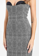 ELISABETTA FRANCHI Abito lungo panna e nero da donna con stampa pitone ABR2857E2 110 ELISABETTA FRANCHI 