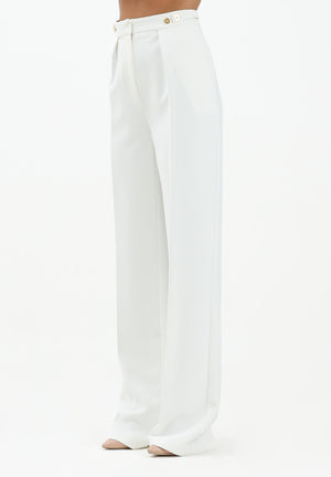 ELISABETTA FRANCHI Pantalone elegante avorio da donna con accessorio gioiello PA09956E2 360 ELISABETTA FRANCHI 