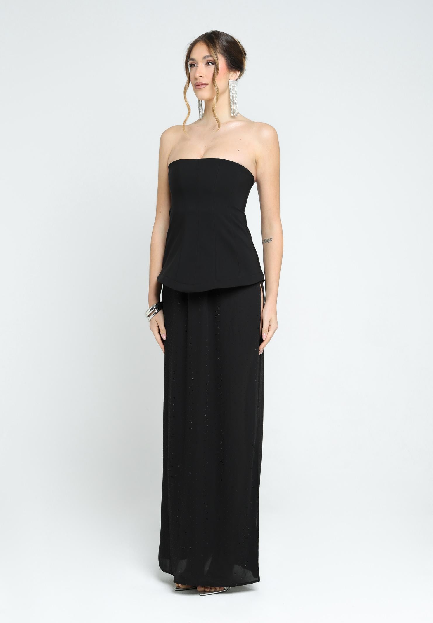 SANTAS Abito lungo CREAM nero da donna PV25020 NERO SANTAS 