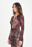 ELISABETTA FRANCHI Body bordeaux da donna realizzato in tessuto semitrasparente effetto pitonato BO02057E2 EA4 ELISABETTA FRANCHI 