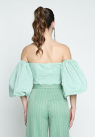 SANTAS Top SWEET CLOUD verde menta da donna interamente ricoperto di strass PV2501 VERDE SANTAS 