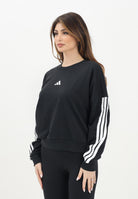 ADIDAS PERFORMANCE Felpa girocollo Essentials 3-Stripes French Terry nera da donna JE0016 . ADIDAS PERFORMANCE 