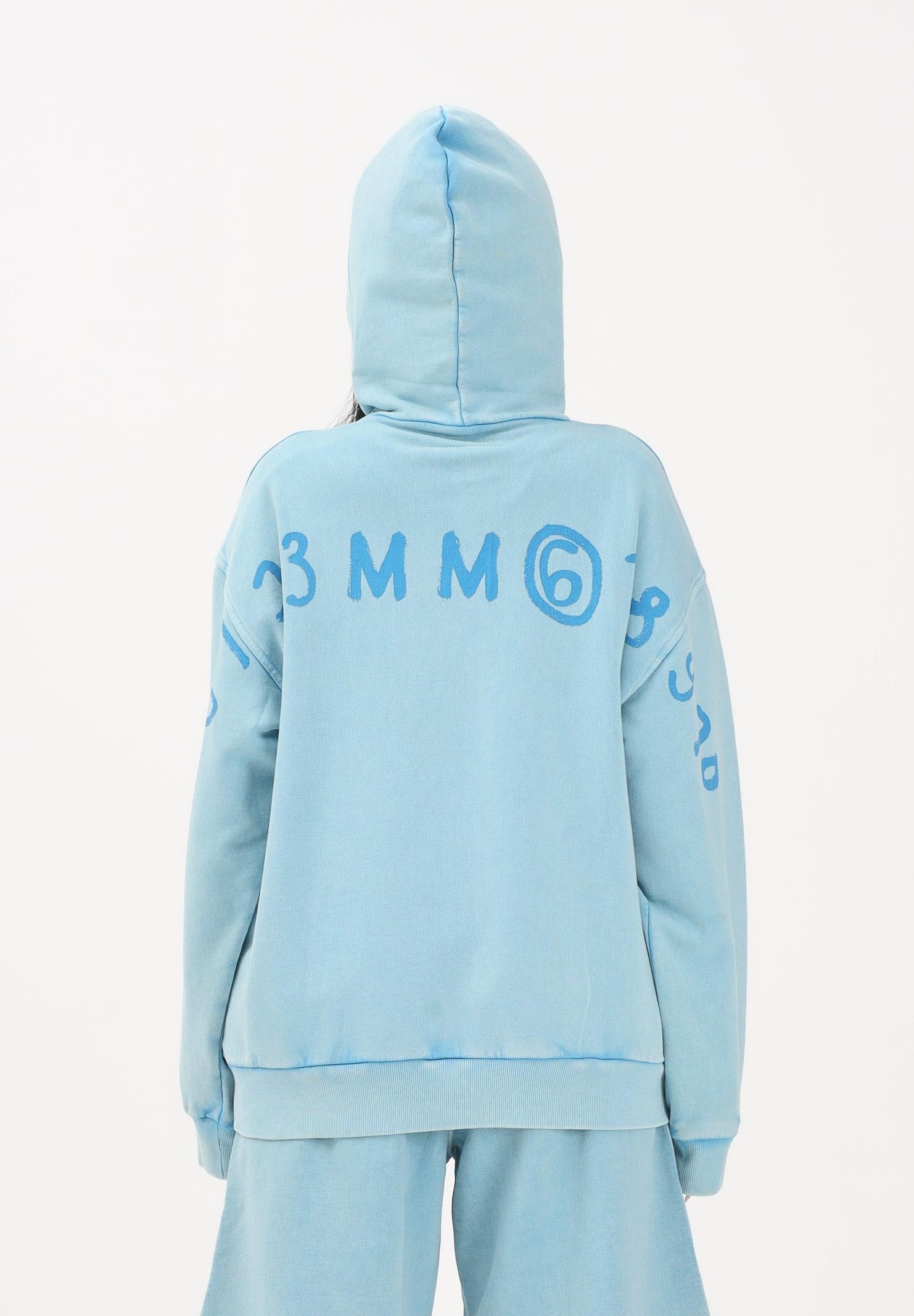 MAISON MARGIELA Felpa con zip azzurra per donna, ragazzi e bambini rifinita da logo M60978MM07L M6809 MAISON MARGIELA 