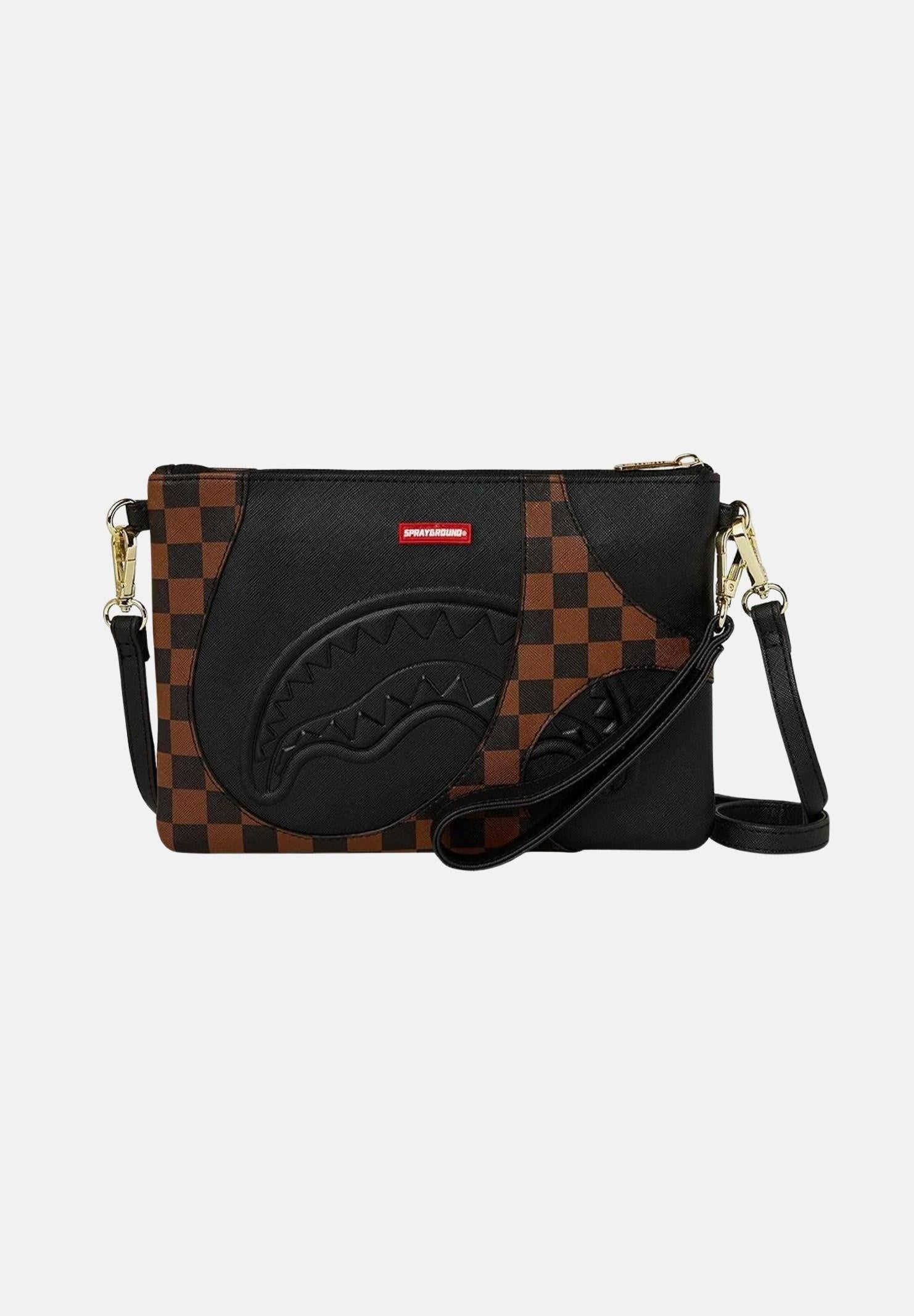 SPRAYGROUND Pochette JETSTREAM BROWN CROSSOVER CLUTCH marrone e nera per uomo e donna 910B8283NSZ . SPRAYGROUND 