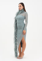 ALMA SANCHEZ Abito midi Acerno carta da zucchero da donna con piume e strass AS2526008RT 814 ALMA SANCHEZ 