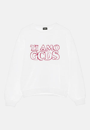 GCDS Felpa girocollo bianca da bambina con stampa TI AMO GCDS B2KW1532BA5 15 GCDS 