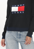 TOMMY JEANS Maglioncino girocollo nero da donna con logo DW0DW20970BDS  TOMMY JEANS 