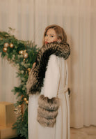 YES LONDON Cappotto gesso da donna con dettagli in vera pelliccia di volpe CD1229 GE YES LONDON 