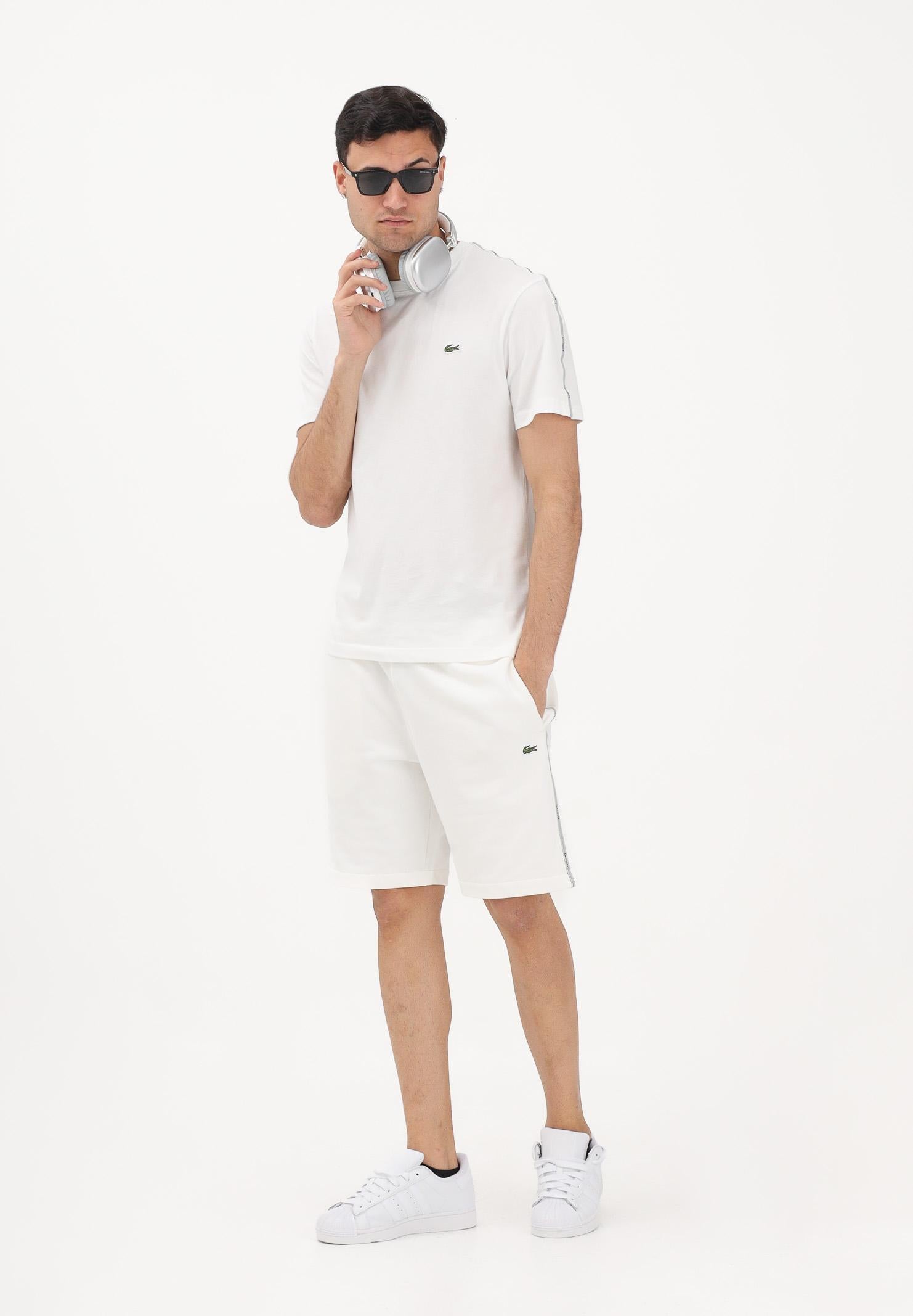 LACOSTE Shorts sportivo bianco da uomo con striscia con logo GH0886 70V LACOSTE 
