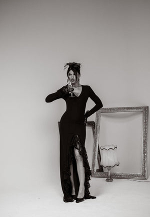 SANTAS Abito lungo ENCHANTÉE nero da donna PV2616 NE SANTAS 