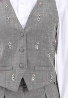 SIMONA CORSELLINI Gilet grigio da donna arricchito da piccole applicazioni metalliche A25CPGL00102-C00233 V0000 SIMONA CORSELLINI 