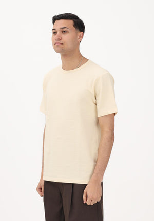 SELECTED HOMME T-shirt a manica corta crema da uomo con texture micro lavorata 16092769 AN SELECTED HOMME 