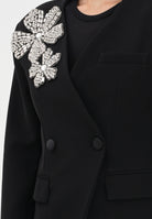 TPN Giacca doppiopetto Arlee nera da donna con applicazione fiore in strass ARLEE402W5 D6 TPN 