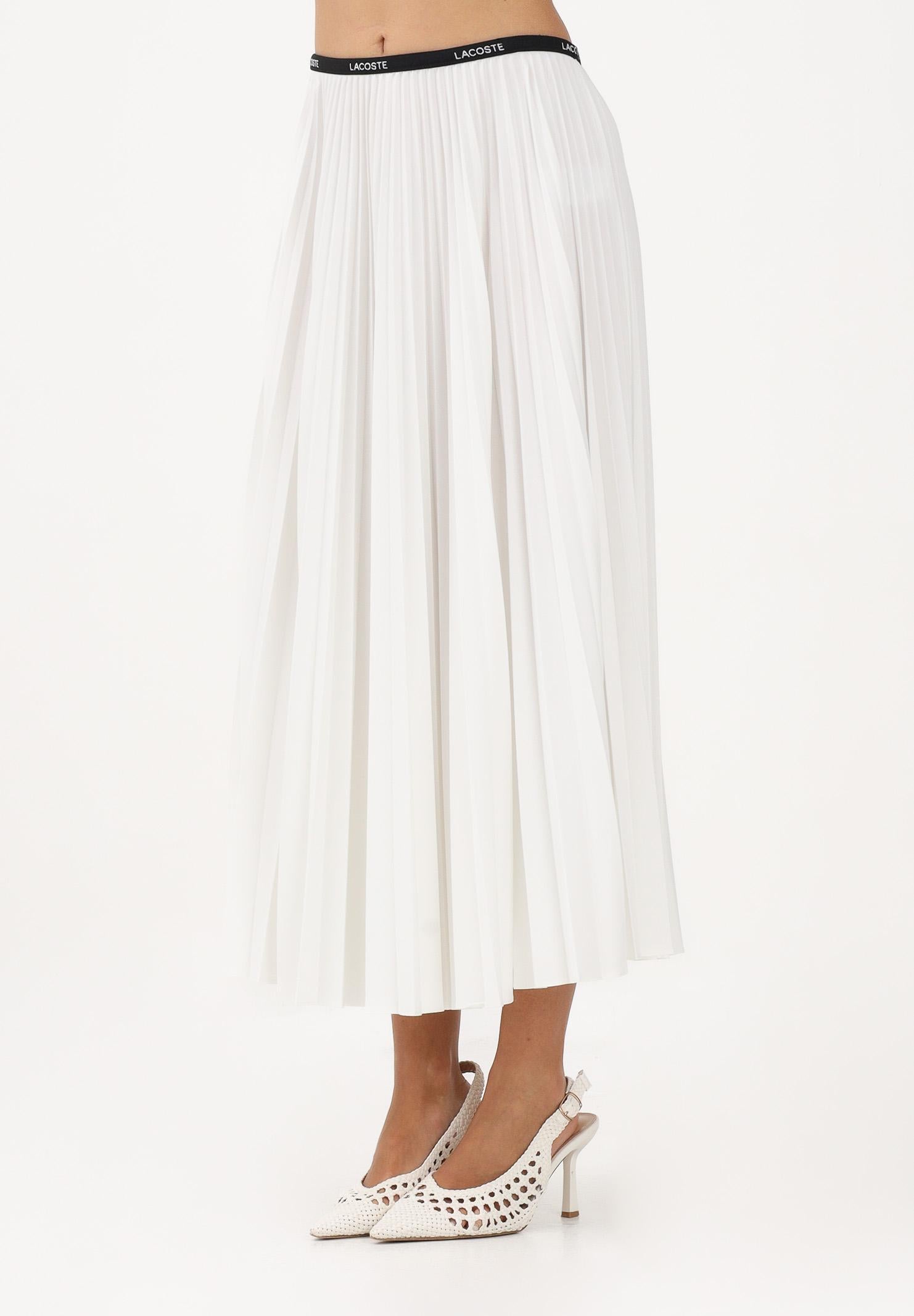 LACOSTE Gonna midi pieghettata bianca da donna JF1402 70V LACOSTE 