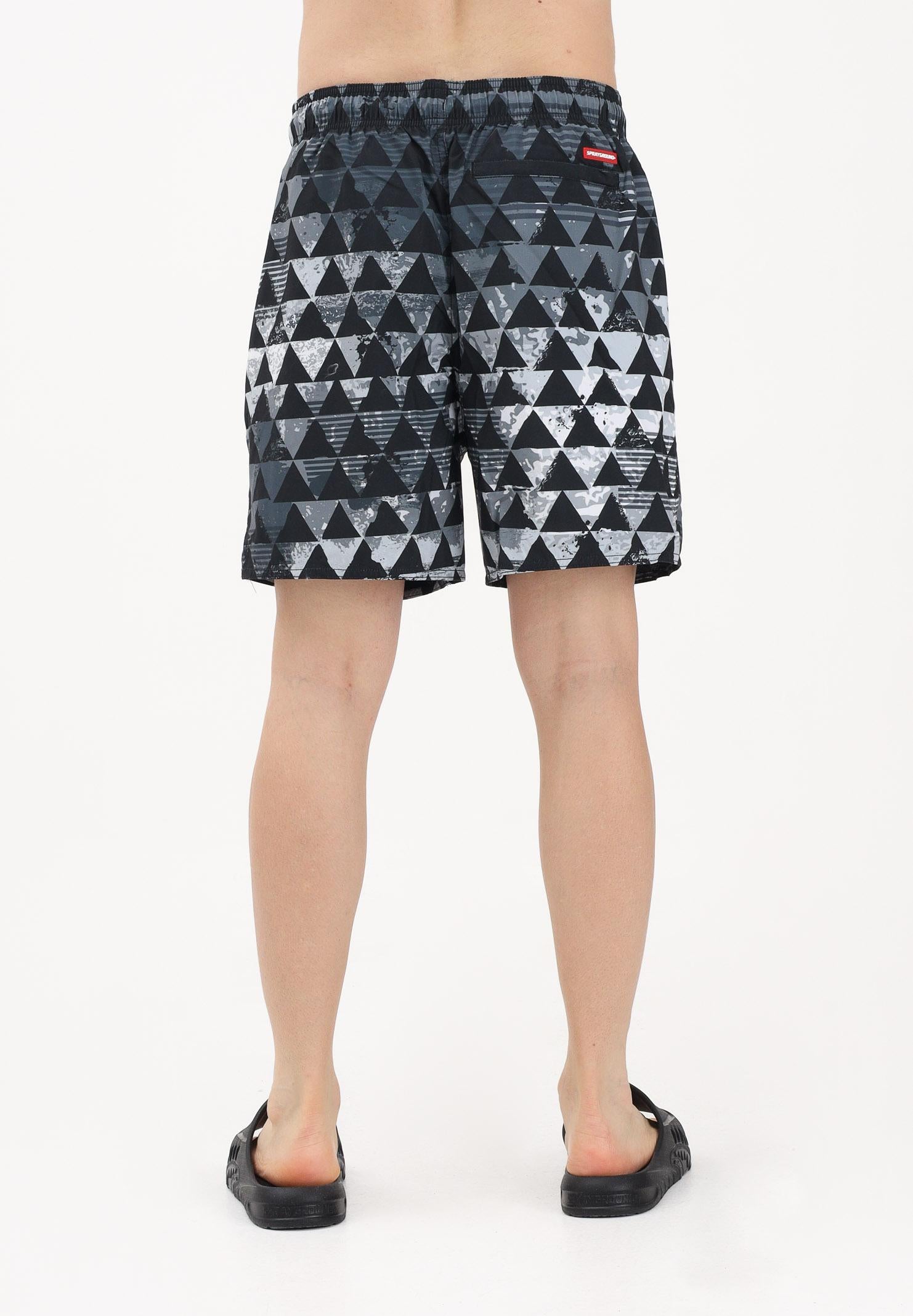 SPRAYGROUND Shorts mare PIXEL MOUTH nero, grigio e bianco da uomo 910SWM2058 . SPRAYGROUND 