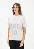ARMANI EXCHANGE T-shirt a manica corta beige da donna con stampa Giorgio in strass XW001354AF17172 U1094 ARMANI EXCHANGE 