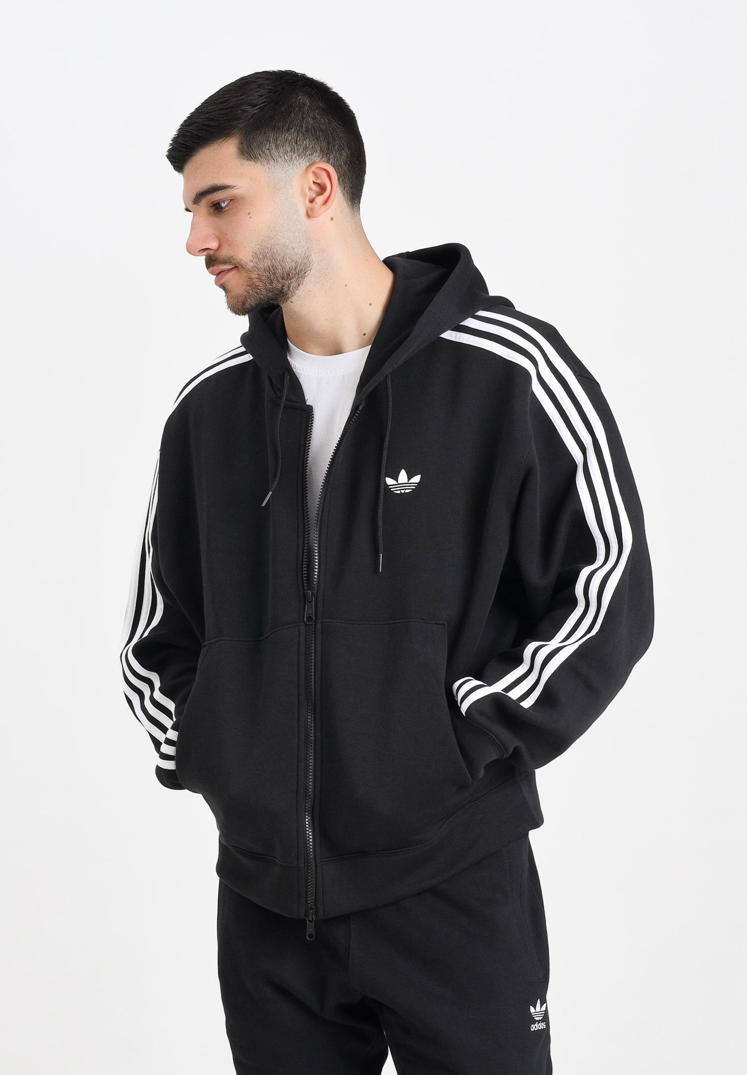 ADIDAS ORIGINALS Felpa con zip Adicolor Spacer Oversized nera da uomo JX1507 . ADIDAS ORIGINALS 