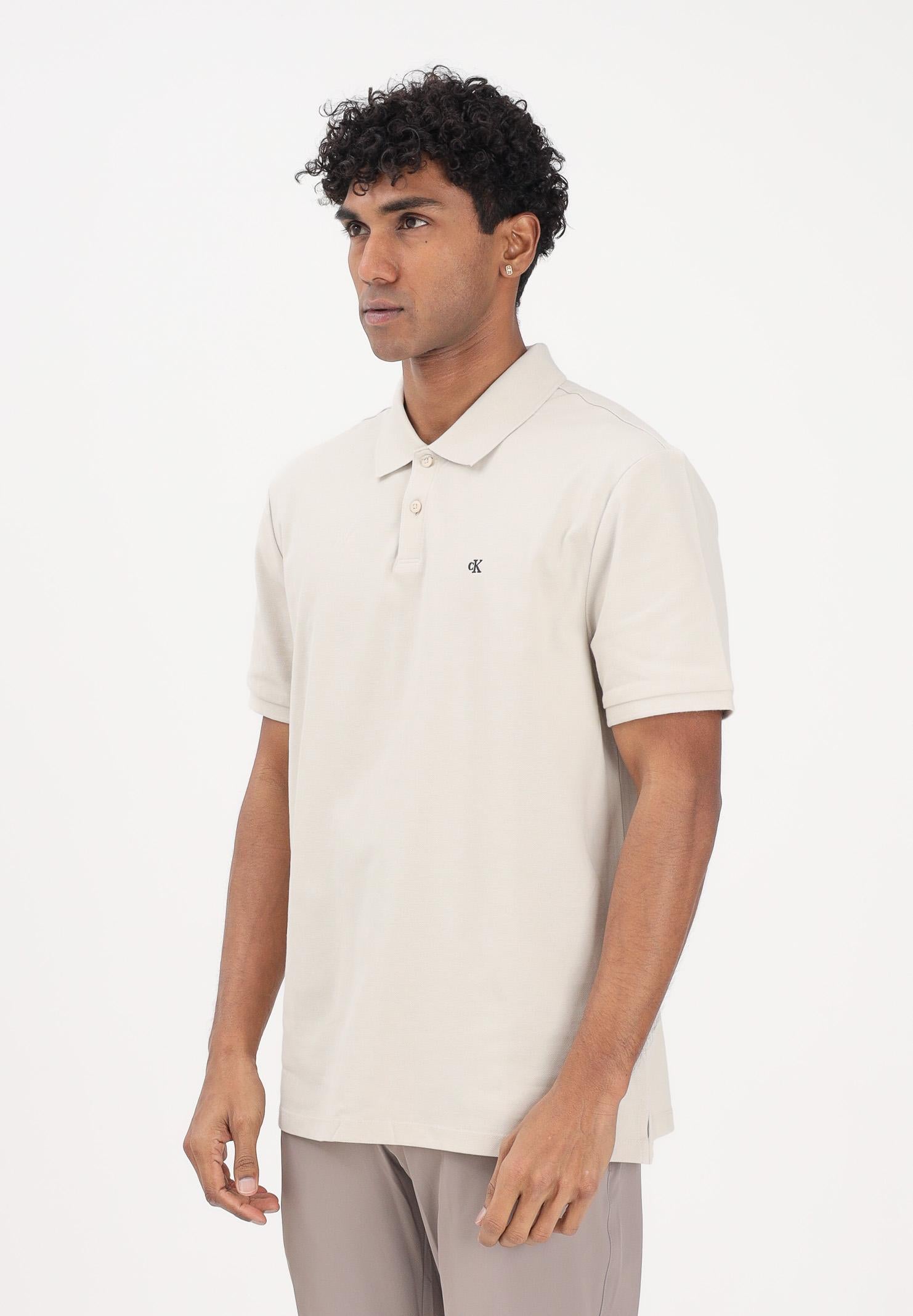CALVIN KLEIN JEANS Polo a manica corta beige da uomo con logo LV040EM269 2JX CALVIN KLEIN JEANS 