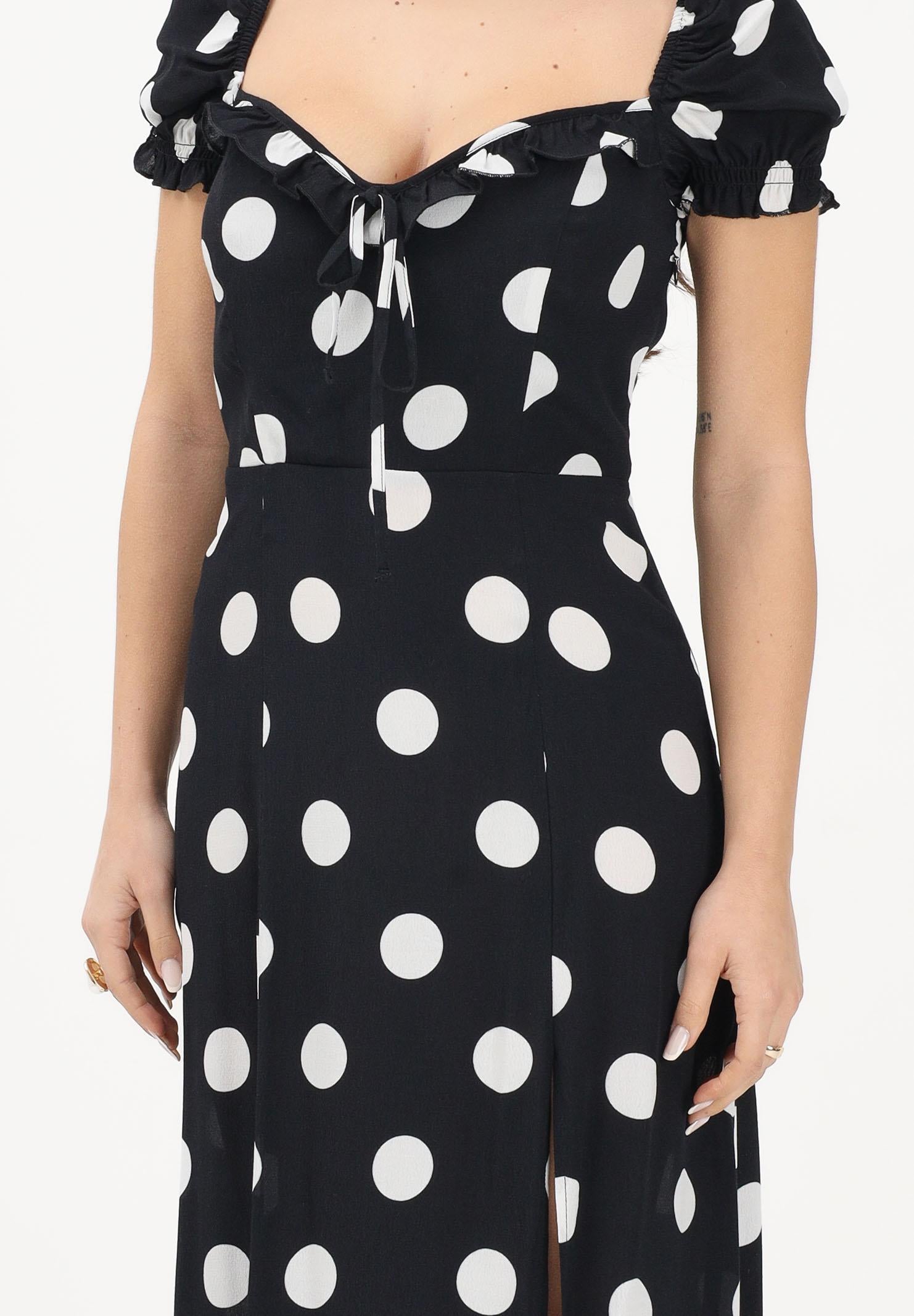 MAR DE MARGARITAS Abito midi Nikita nero da donna con stampa a pois MMABW01534 NE140 Mar de margaritas 
