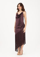 PINKO Abito midi bordeaux da donna in satin con frange 106430A33D R57 PINKO 