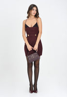 ELISABETTA FRANCHI Abito corto bordeaux da donna in gabardina di misto lana con pizzo AB82856E2 EA4 ELISABETTA FRANCHI 