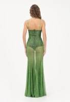 ELISABETTA FRANCHI Abito lungo verde da donna in pizzo floreale ABR0862E2 FA1 ELISABETTA FRANCHI 