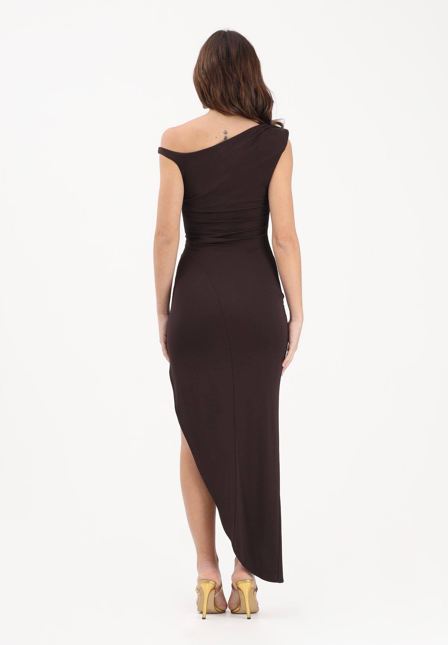 ELISABETTA FRANCHI Abito midi marrone da donna con spallina gioiello AB90661E2 EV9 ELISABETTA FRANCHI 