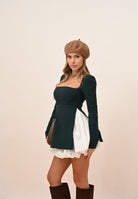 SANTAS Abito corto Noble verde ottanio da donna con gonna ballon PV2605 VEBI SANTAS 