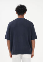 SELECTED HOMME Maglia a manica corta blu da uomo con lavorazione a costine 16100066 SKCA SELECTED HOMME 