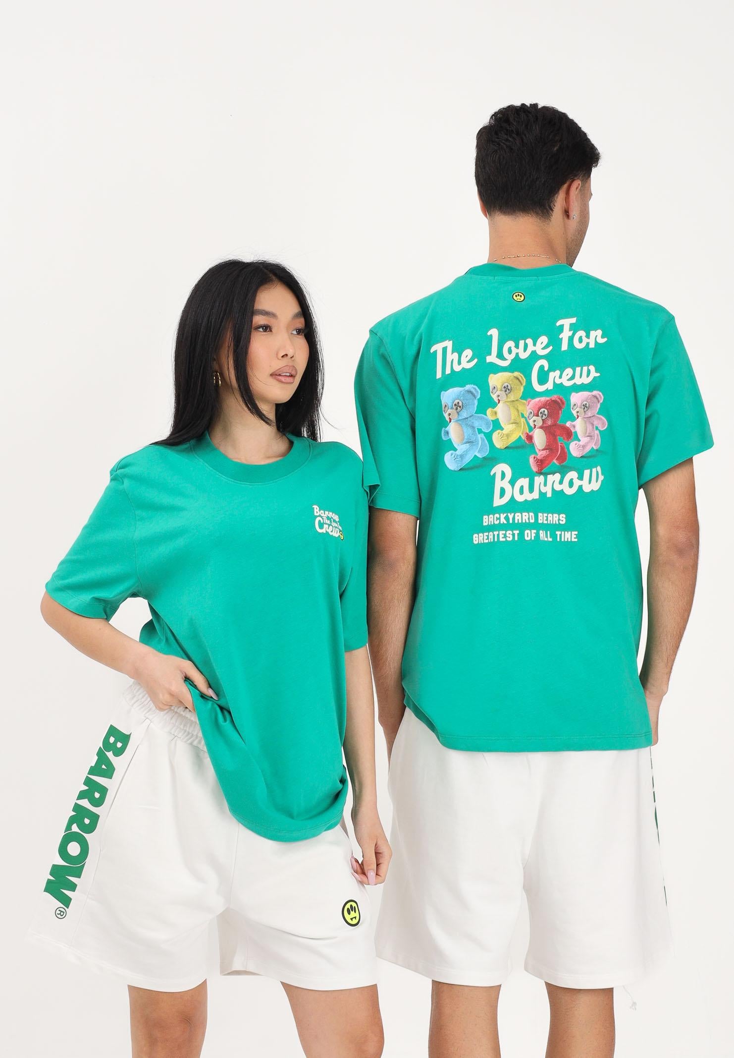 BARROW T-shirt a manica corta verde per uomo e donna con stampa sul retro S6BWUATH077 080 BARROW 