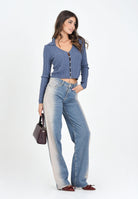 ARMANI EXCHANGE Jeans a gamba larga da donna in denim lavaggio chiaro con effetto sfumato sui lati XW000056AF14486 MB001 ARMANI EXCHANGE 