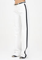 ELISABETTA FRANCHI Jeans in denim bianco da donna con bande in raso PJ13I56E2 309 ELISABETTA FRANCHI 