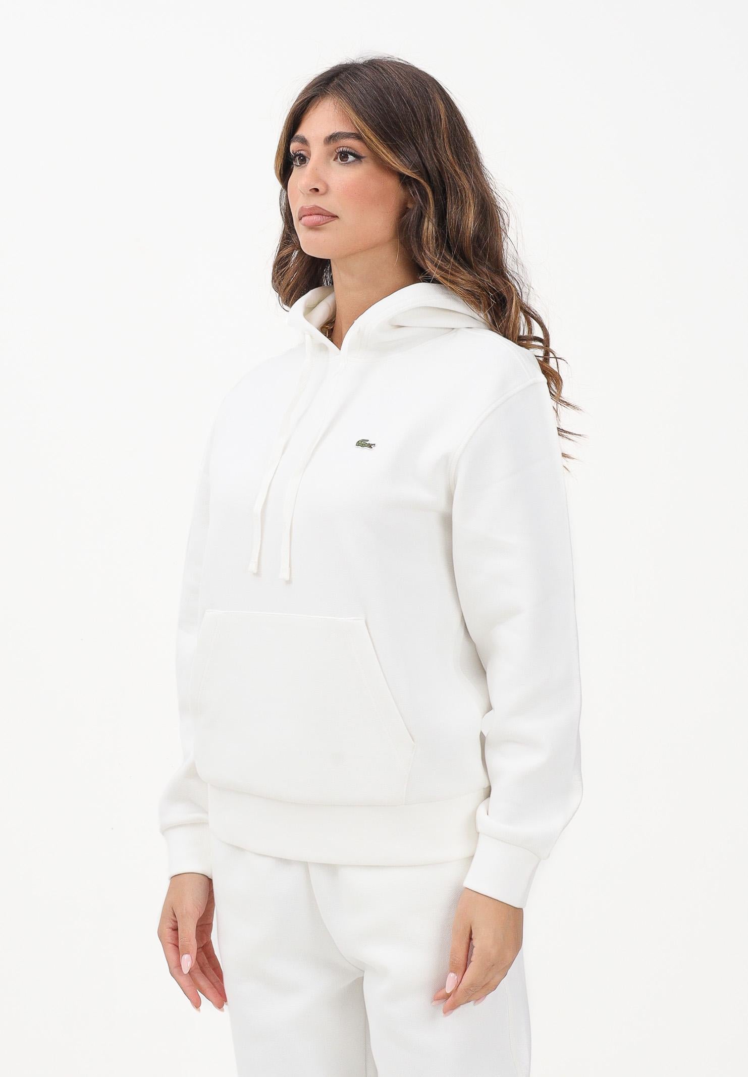 LACOSTE Felpa con cappuccio Piqué bianca da donna SF5259 70V LACOSTE 