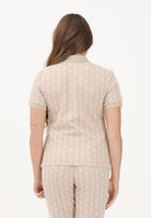 LACOSTE Polo a manica corta beige da donna con fantasia monogramma DF3364 8GI LACOSTE 