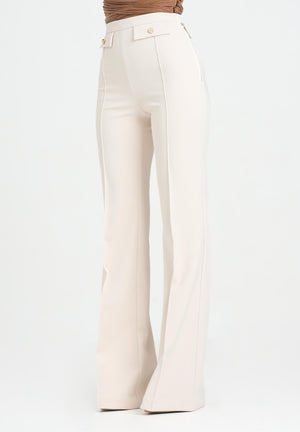 ELISABETTA FRANCHI Pantalone elegante color latte da donna in doppio crêpe PA12156E2 DZ9 ELISABETTA FRANCHI 