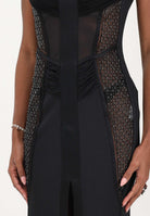 ELISABETTA FRANCHI Abito lungo nero da donna con inserti in rete trasparente ABR4362E2 110 ELISABETTA FRANCHI 