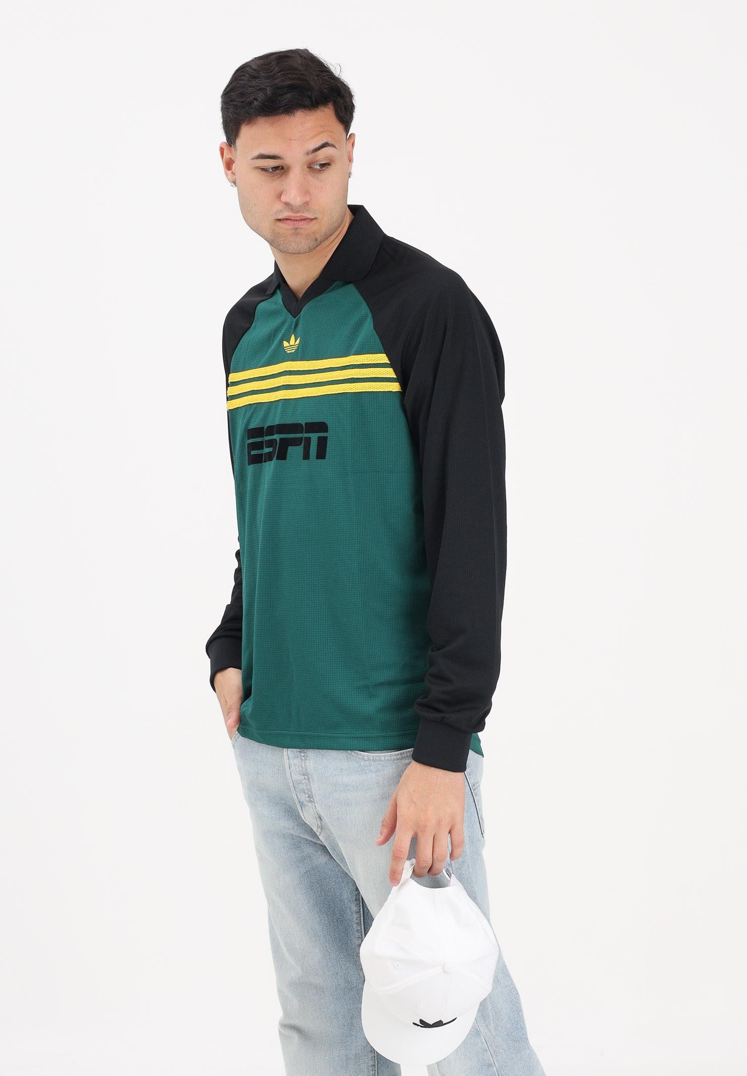 ADIDAS ORIGINALS Polo a manica lunga SPONSORED ARCHIVE  verde e nera per uomo e donna KE3315 . ADIDAS ORIGINALS 