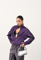 ADIDAS ORIGINALS Felpa con zip Firebird Adicolor Knit viola da donna JY2615  ADIDAS ORIGINALS 