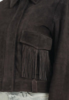 VICOLO Giubbotto in pelle scamosciata marrone da donna dal design in stile western TF0328 FU691 VICOLO 