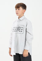 MAISON MARGIELA Camicia a manica lunga bianca e grigia per donna, ragazzi e bambini con stampa logo M60860MM014 M6C36 MAISON MARGIELA 