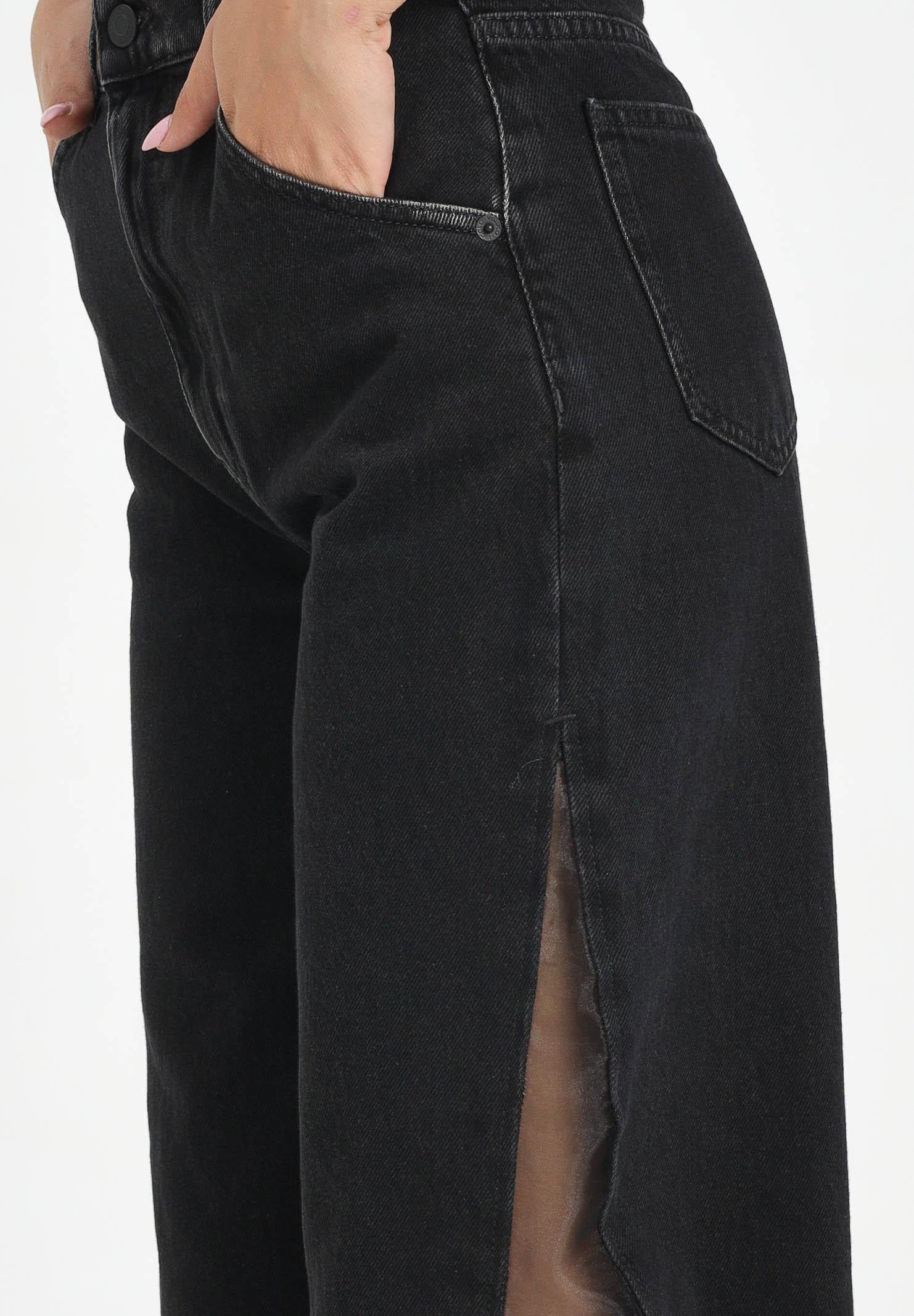 VICOLO Jeans Lexie nero da donna con inserzioni laterali in tulle DF5026 VU VICOLO 