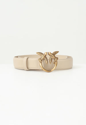 PINKO Cintura Love Birds in morbida pelle mano seta beige da donna 100125A0F1 C50Q PINKO 