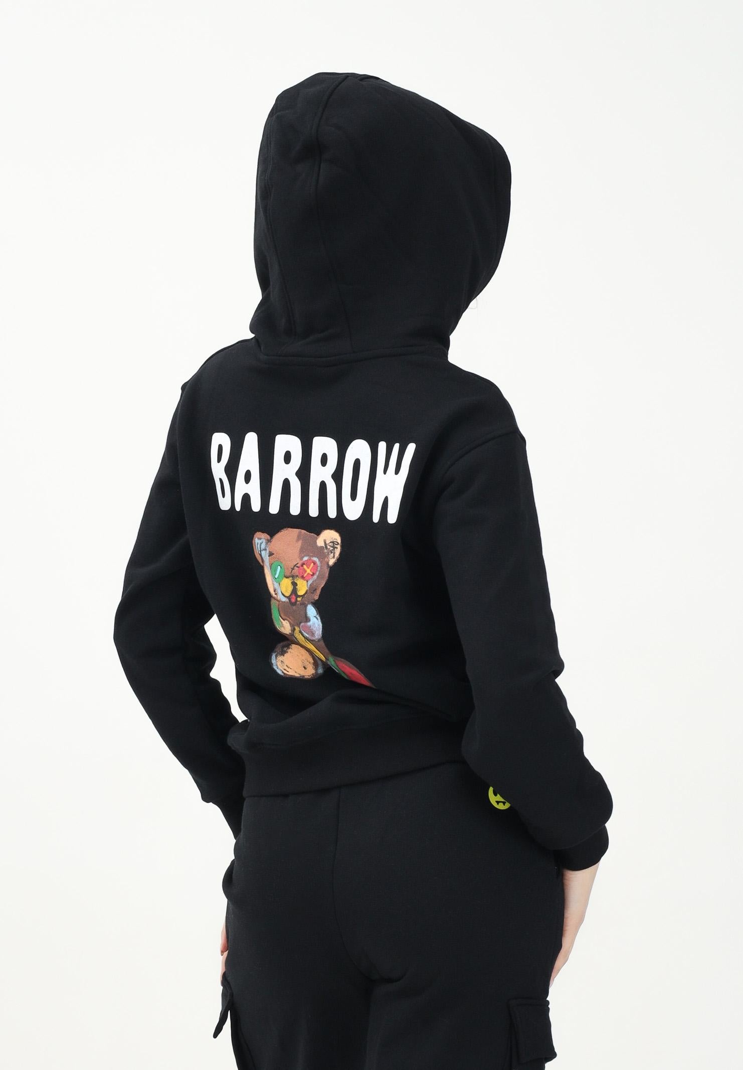 BARROW Felpa con cappuccio nera per donna, ragazzi e bambini caratterizzata da varie stampe S5BKJUHS019 110 BARROW 