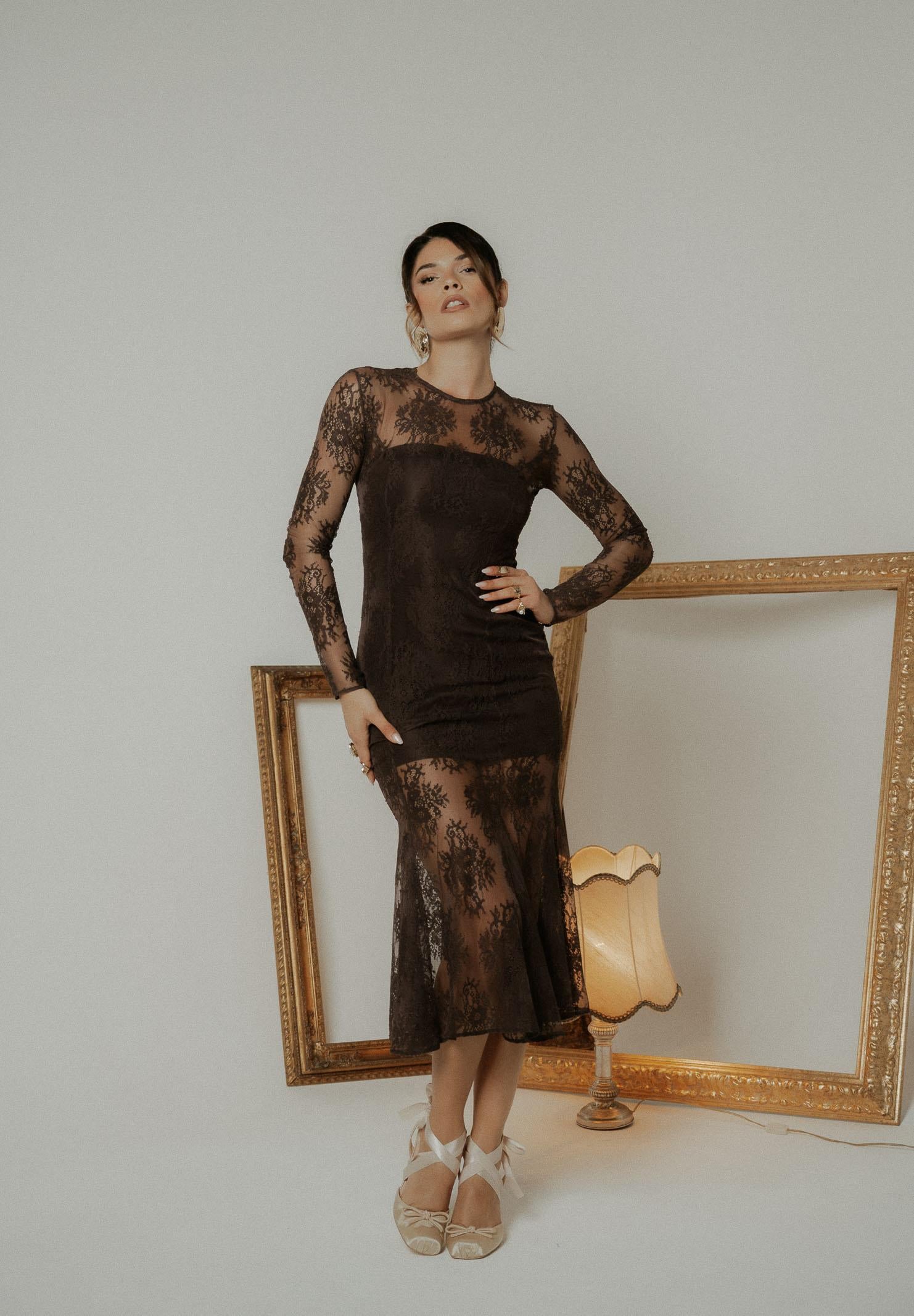 SANTAS Abito midi ÉTERNELLE marrone da donna PV2608 GR SANTAS 